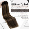 Picture of LAAVOO Clip in Hair Extensions Ombre 24inch 140 Grams Human Hair Clip in Extensions Dark Brown Fading to Light Brown Balayage Clip in Remy Human Hair Extensions Long Straight Hair 7pieces