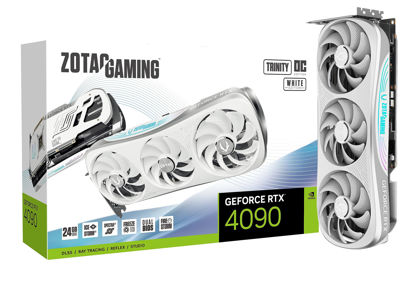 Picture of ZOTAC Gaming GeForce RTX 4090 Trinity OC White Edition DLSS 3 24GB GDDR6X 384-bit 21 Gbps PCIE 4.0 Gaming Graphics Card, IceStorm 3.0 Advanced Cooling, Spectra 2.0 RGB Lighting, ZT-D40900Q-10P