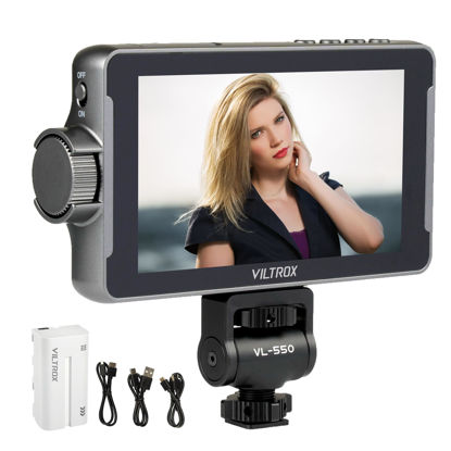 Picture of VILTROX DC-550 Camera Video Monitor, 5.5 Inch 1200nits 4K HDMI in/Out Video Field Monitor Kit with Battery - On-Camera Monitor, 3D LUT, 1920X1080