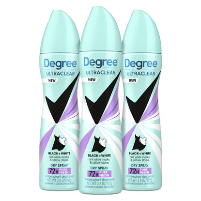 Picture of Degree Antiperspirant Dry Spray Pure Fresh 3 Count Anti White Marks and Yellow Stains Deodorant for Women 3.8 oz