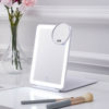 Picture of LED Foldable Travel Makeup Mirror - 5x7 inches 3 Colors Light Modes USB Rechargeable Touch Screen, Portable Tabletop Cosmetic Mirror for Travel, Cosmetic, Office (White)