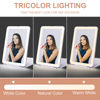 Picture of LED Foldable Travel Makeup Mirror - 5x7 inches 3 Colors Light Modes USB Rechargeable Touch Screen, Portable Tabletop Cosmetic Mirror for Travel, Cosmetic, Office (White)