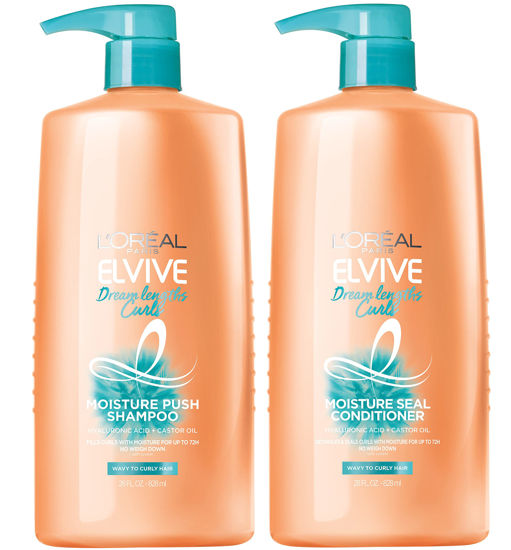 GetUSCart- L'Oreal Paris Elvive Dream Lengths Curls Shampoo and Conditioner  2PK, Paraben-Free with Hyaluronic Acid and Castor Oil. Best for wavy hair  to curly hair, 1 kit