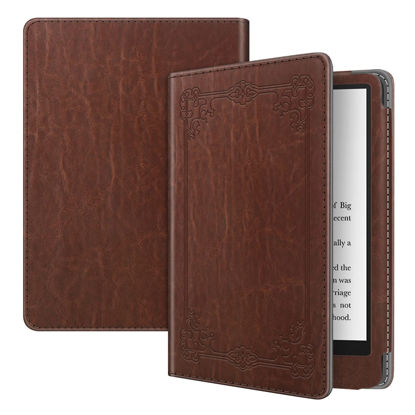 Picture of Fintie Folio Case for 6.8" Kindle Paperwhite (11th Generation-2021) and Kindle Paperwhite Signature Edition - Book Style Vegan Leather Shockproof Cover with Auto Sleep/Wake, Vintage Brown