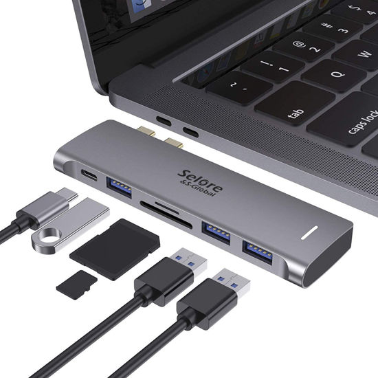 Adaptateur USB C Pour MacBook Pro/Air M1 M2 2021 2020 2019 2018, MOKiN Hub  USB C Accessoires MacBook Pro Avec 2 Ports USB 3.0, Lecteur De Carte USB C