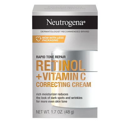 Picture of Neutrogena Rapid Tone Repair Retinol + Vitamin C Correcting Cream, Tone Evening Face & Neck Cream with Retinol & Hyaluronic Acid for Dark Spots, Fine Lines & Wrinkles, 1.7 oz