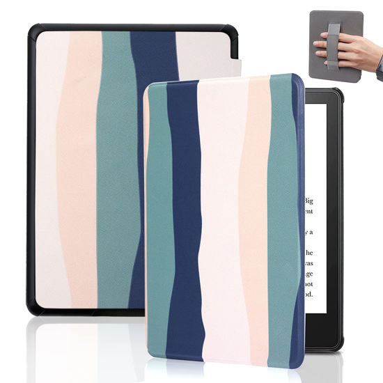 Picture of SCSVPN Case for 6.8'' Kindle Paperwhite 11th Generation 2021 Release and Kindle Paperwhite Signature Edition - Slim Premium Durable PU Leather Cover with Hand Strap, Auto Sleep/Wake - Colorful Blue
