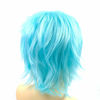 Picture of Modernfairy Anime Halloween Wig Aqua Blue for Cosplay Party, Synthetic Layered Short Hair Wigs with Bangs, Pastel Wigs for Women Men Kids