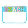 Picture of DYSHAYEN Glitter Letter Clear Zipper Pouch for Travel,Nylon Preppy Beach Bag,Makeup Travel Bag for Women (Blue-Beach)