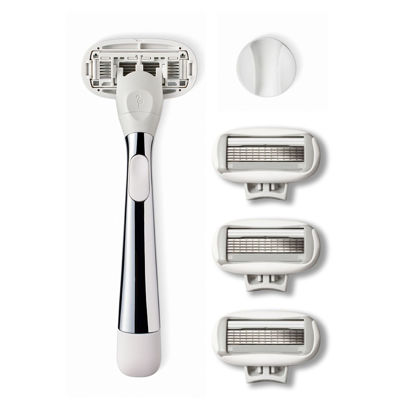 Picture of Flamingo 5-Blade Razors for Women - 1 Razor Handle + 4 5-Blade Refills + 1 Shower Holder - Chrome