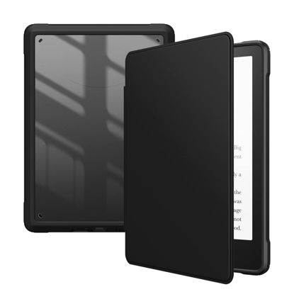 Picture of Fintie Hybrid Slim Case for 6.8" Kindle Paperwhite (11th Generation-2021) and Kindle Paperwhite Signature Edition - Shockproof Cover with Transparent Back Shell, Black
