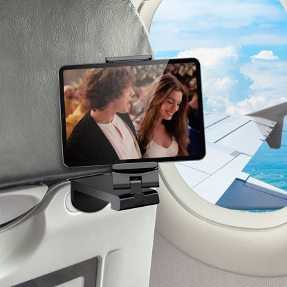 Picture of WixGear Universal Airplane in Flight Tablet Phone Mount, Handsfree Phone Holder for Desk with Multi-Directional Dual 360 Degree Rotation, Pocket Size Travel Essential Accessory for Flying.