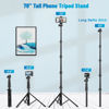 Picture of Phone Tripod, 70" Phone Tripod Stand with Cold Shoe Phone Holder, Selfie Stick Tripod with Remote, Tall Cell Phone Tripod Compatible with iPhone 14 Pro Max 13 Android GoPro