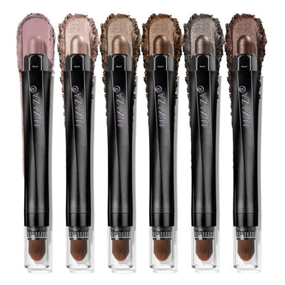 Picture of LUXAZA 6 PCS Neutral and Brown Metallic Eyeshadow Stick Pencil Crayon,Champagne Shimmer Cream Eye Brightener Stick Highlighter Makeup,Pro Waterproof & Long Lasting