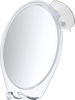Picture of HoneyBull Shower Mirror Fogless for Shaving - with Suction, Razor Holder & Swivel, Small Mirror, Accessories, Bathroom Holds Razors (White)