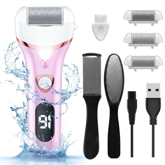 Picture of Electric Foot Callus Remover, Rechargeable Portable Electronic Foot File Pedicure Kits, Waterproof Foot Scrubber File, Professional Pedicure Tools, Foot Care for Dead Skin Ideal Gift, 3 Rollers