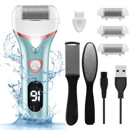 Picture of Electric Foot Callus Remover, Rechargeable Portable Electronic Foot File Pedicure Kits, Waterproof Foot Scrubber File, Professional Pedicure Tools, Foot Care for Dead Skin Ideal Gift, 3 Rollers