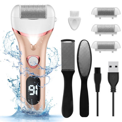 Picture of Electric Foot Callus Remover, Rechargeable Portable Electronic Foot File Pedicure Kits, Waterproof Foot Scrubber File, Professional Pedicure Tools, Foot Care for Dead Skin Ideal Gift, 3 Rollers