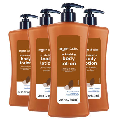 Picture of Amazon Basics Cocoa Butter Body Lotion, Lightly scented, 20.3 Fl Oz (Pack of 4)