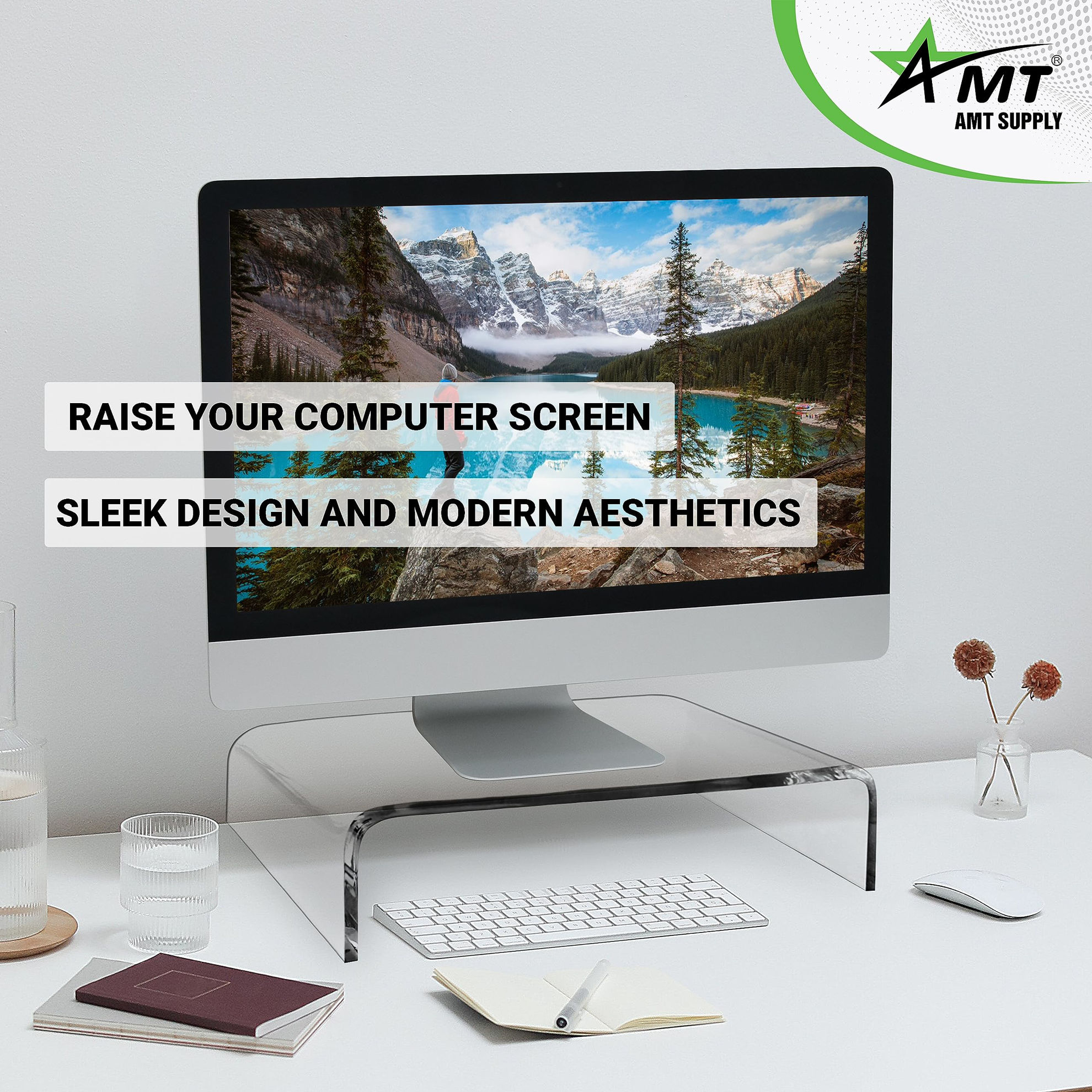 GetUSCart- AMT Acrylic Clear Laptop Monitor Stand, Pure Acrylic Clear ...
