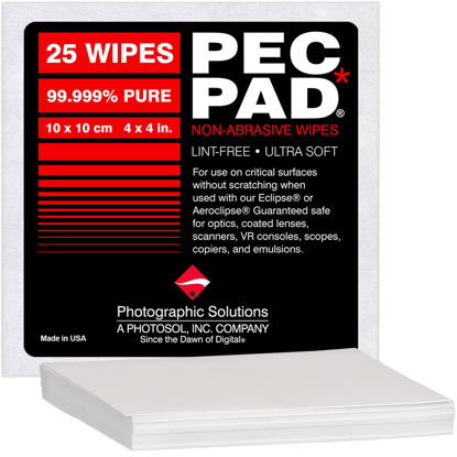 Picture of PEC-PAD Lint Free Wipes Ultra Soft Cloth for Cleaning Sensitive Surfaces Like Camera, Lens, Filters, Film, Scanners, Telescopes, Microscopes, Binoculars (4x4 (25 Sheets))