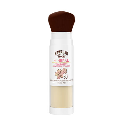 Picture of Hawaiian Tropic Mineral Powder Sunscreen Brush, SPF 30 | SPF Powder Sunscreen for Face, Brush On Sunscreen Powder for Face, Translucent Powder Sunscreen, SPF 30