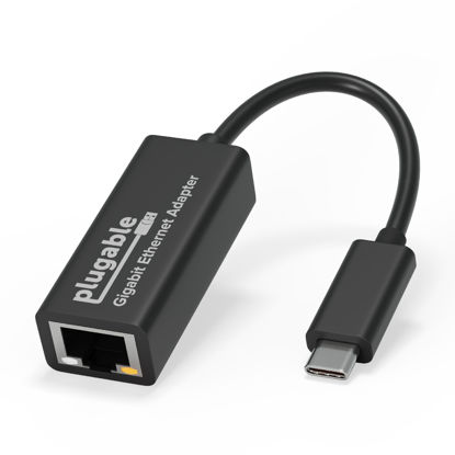 Picture of Plugable USB C to Ethernet Adapter, Fast and Reliable Thunderbolt or USB C to Gigabit Ethernet Adapter, Compatible with Windows, Mac, ChromeOS, Dell XPS, Switch