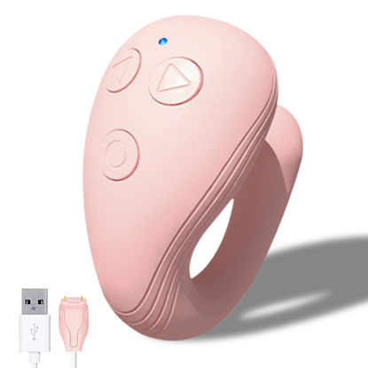 Picture of Remote Control Page Turner for TikTok, DauMeiQH Bluetooths Scrolling Ring for Kindle App iPhone Phone iPad Camera Shutter Selfie Clicker Video Recording Remote,Compatible with iOS Android - Pink