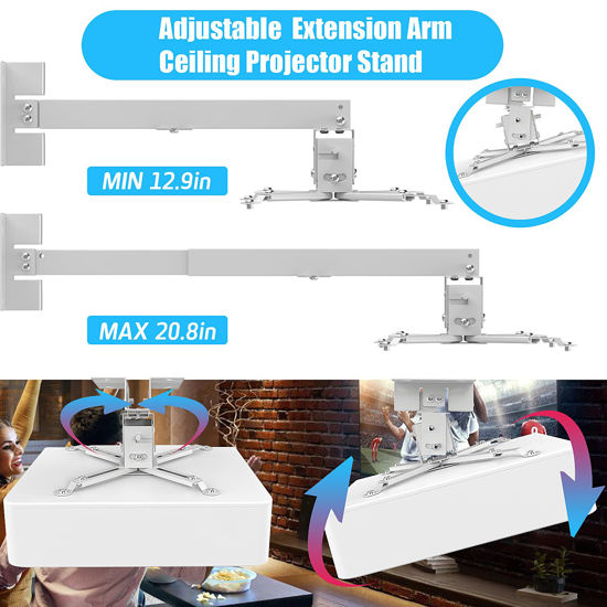 GetUSCart IUMÉ Projector Ceiling Mount, Universal Black Projector Mount Extendable Projector