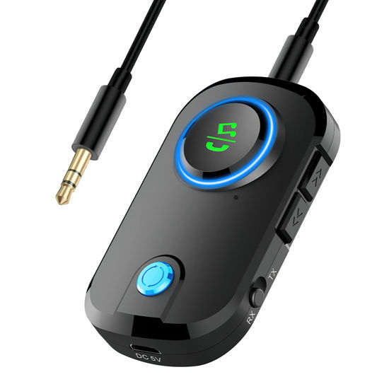 2 In 1 Wireless Bluetooth 5.0 Transceiver Adapter 3.5mm Car Music Audio AUX  Car Bluetooth Receiver Bluetooth Adapter for PC