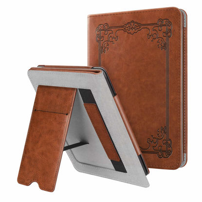 Picture of Fintie Stand Case for 6" Kindle Paperwhite (Fits 10th Generation 2018 and All Paperwhite Generations Prior to 2018) - Premium PU Leather Sleeve Cover with Card Slot and Hand Strap, Vintage Brown