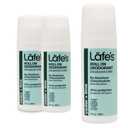 Picture of Lafe's Natural Deodorant | 3oz Roll-On Aluminum Free Natural Deodorant for Men & Women | Paraben Free & Baking Soda Free with 24-Hour Protection | Cedar & Lime - Formerly Fresh | 3 Pack | Packaging May Vary
