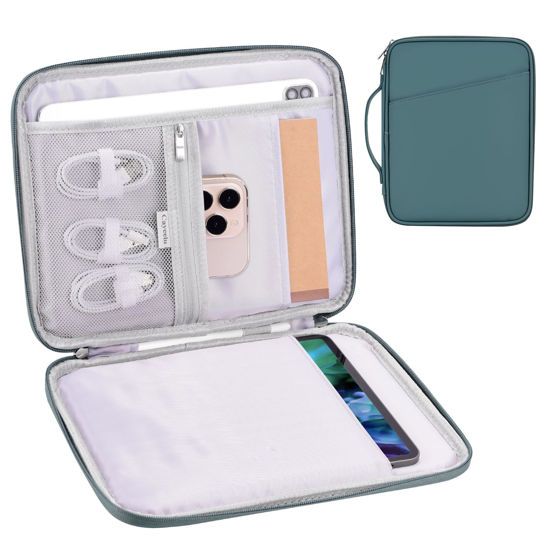 Picture of 11 Inch iPad Travel Case Organizer, Padded Protective Tablet Carrying Sleeve Bag for iPad Pro 11 (2022-2018), iPad 10.9 (10th Gen), iPad Air (5/4th Gen), Galaxy Tab A8/A7/S8/S7 (PU-Teal Blue11)