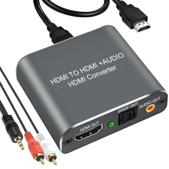GetUSCart- HDMI Audio Extractor 4K, Hdiwousp HDMI to HDMI Audio Optical  Stereo 3.5mm Jack, HDMI Audio Converter with HDMI Cable to Toslink SPDIF  AUX Output Support HDCP1.4 3D for PS4/Roku/Bul-Ray