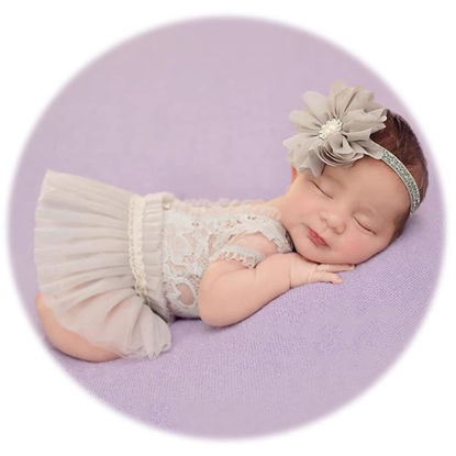 Picture of Zeroest Newborn Photography Outfits Girl Lace Romper Newborn Photography Props Rompers Baby Girls Skirt Photoshoot 3PCS (Silver-Short Sleeve)