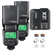 Picture of Godox 2 pcs TT600 GN60 Camera Flash Speedlite,HSS 1/8000s GN60 Master Slave Off Speedlight 0.1-2.6s Recycle Time, 2.4G X System Receiver with Godox X2T-N Wireless Flash Trigger Compatible with Nikon