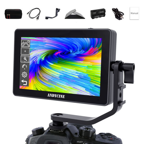 Picture of ANDYCINE A6 Plus 5.5 Inch Touch Screen Camera Field Monitor 1920x1080 resolution accept the 4K HDMI Signal Support 3D Lut，Waveform，Camera Focus Monitor With Battery,Carry Case,Sunshade