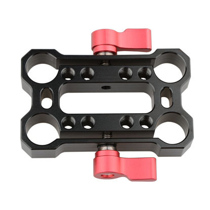 Picture of CAMVATE 15mm Rod Offset Raiser Clamp for Shoulder Rig Railblock System(Red Thumbscrew) - 1689