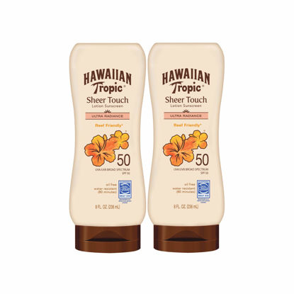 Picture of Hawaiian Tropic Sheer Touch Lotion Sunscreen SPF 50, 8oz | Hawaiian Tropic Sunscreen SPF 50, Sunblock, Oxybenzone Free Sunscreen, Body Sunscreen Pack SPF 50, 8oz each Twin Pack