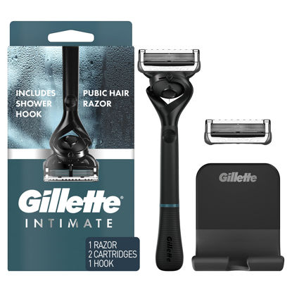 Picture of Gillette Intimate Manscape Razor for Men, Men’s Pubic Razor, Manscaping, Gentle and Easy to Use, Designed For Pubic Hair, 1 Razor Handle, 2 Razor Blade Refills, Manscaping Body Razor, Mens Razor