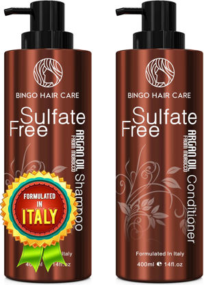 Picture of Moroccan Argan Oil Shampoo and Conditioner Set - Sulfate Free, Anti Frizz Hydrating Care for Women - Deep Moisturizing Treatment for Color, Keratin Treated, Curly, Damaged and Dry Hair