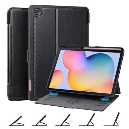 Picture of ZtotopCases Samsung Galaxy Tab S6 Lite 10.4 Inch Tablet Case 2022/2020 [5 Magnetic Stand Angles] with S Pen Holder,Premium PU Leather, TPU+PC Back Cover, Model(SM-P610/P613/P615/P619), Black