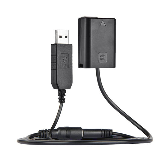 Picture of NP-FW50 Dummy Battery with DC Power Bank USB Adapter Cable Replacement for AC-PW20 Compatible with Sony NEX-3/5/6/7 Series A33 A37 A35 A55 a7 a7R a7II A6000 A6300