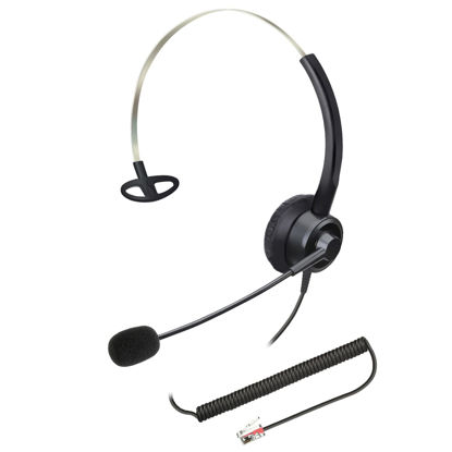 Picture of Phone Headsets RJ9 with Noise Cancelling Microphone, Corded Office Telephone Headset Compatible with Polycom VVX201 VVX250 VVX350 VVX311 VVX310 VVX400 VVX410 VVX411 VVX500 Landline Phones