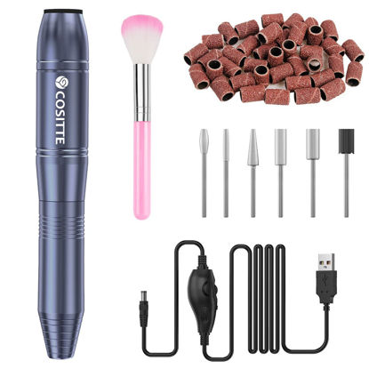 Picture of COSITTE Electric Nail Drill,USB Electric Nail Drill Machine for Acrylic Nails,Portable Electrical Nail File Polishing Tool Manicure Pedicure Efile Nail Supplies for Home and Salon Use, Gray