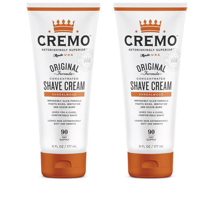 Picture of Cremo Barber Grade Sandalwood Shave Cream, Astonishingly Superior Ultra-Slick Shaving Cream Fights Nicks, Cuts And Razor Burn, 6 Fl Oz (2 Pack)