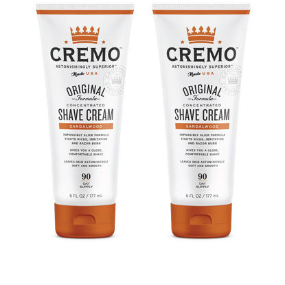 Picture of Cremo Barber Grade Sandalwood Shave Cream, Astonishingly Superior Ultra-Slick Shaving Cream Fights Nicks, Cuts And Razor Burn, 6 Fl Oz (2 Pack)
