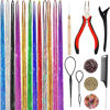 Picture of Hair Tinsel Kit, Fairy Tinsel Hair Extensions With Tool 3200 Strands 12 Colors Holographic Hair Tinsel Heat Resistant Sparkling Hair Glitter for Christmas New Year Party (12 Colors, 3200 Strands 48 Inch)