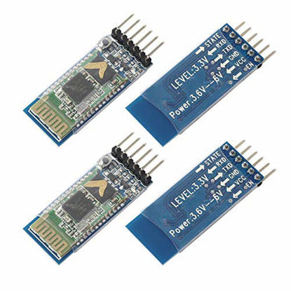 Picture of DEVMO 2 Pcs HC-05 6Pin Wireless Bluetooth Module, RF Transceiver Master-Slave 2in1 RS232 TTL Serial Configuration at Mode Breakout Board Compatible with Ard-uino