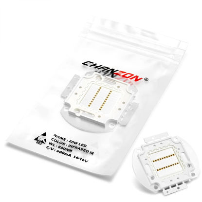 Picture of Chanzon High Power Led Chip 20W Infrared (IR 850nm / Input 600mA / DC 14V - 16V / 20 Watt) SMD COB Light Emitter Diode Components 20 W Night Vision Bulb Lamp Beads for DIY Lighting / CCTV Cameras